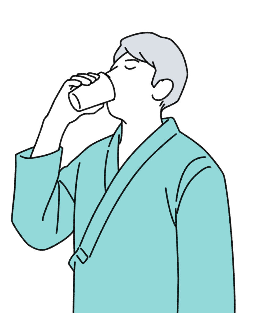 【イラスト】消泡剤を飲む男性